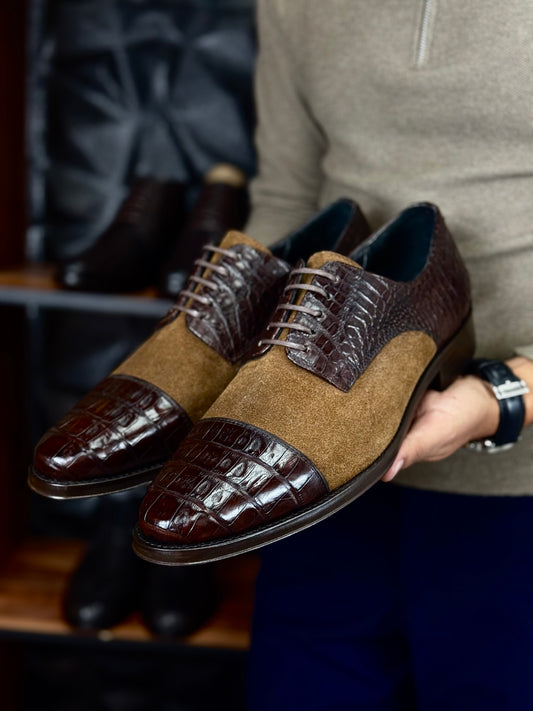 LISBOA SUEDE/COCODRILO BROWN