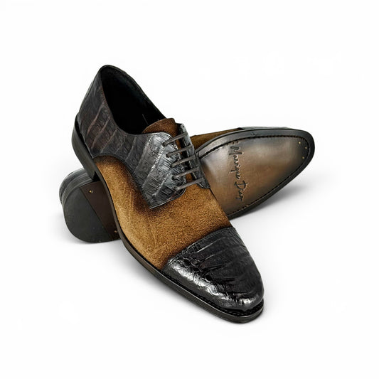 LISBOA SUEDE/COCODRILO BROWN