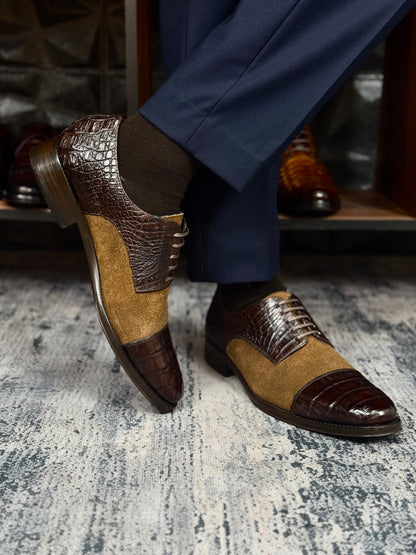 LISBOA SUEDE/COCODRILO BROWN