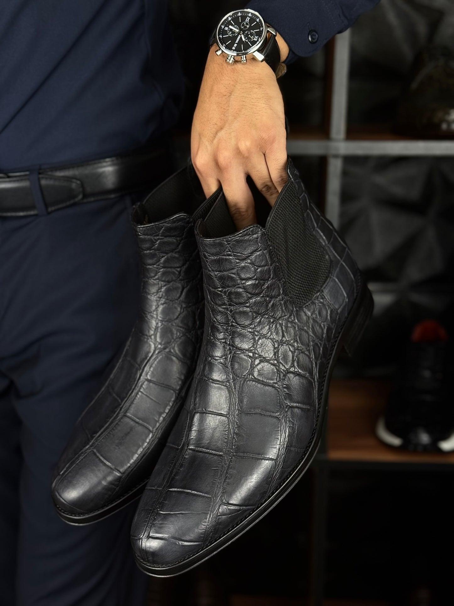 CHELSEA ALLIGATOR MATTE GRAY