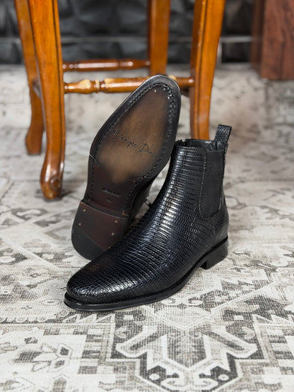 CHELSEA W/CIERRE LIZARD BLACK