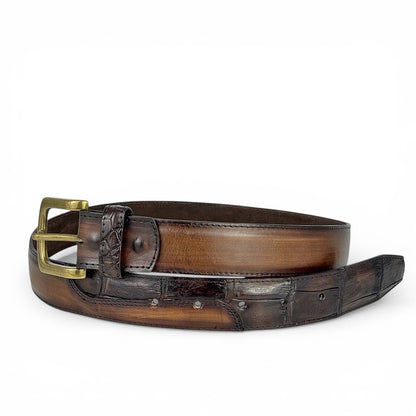 DRESS BELT LEATHER/COCODRILO BROWN