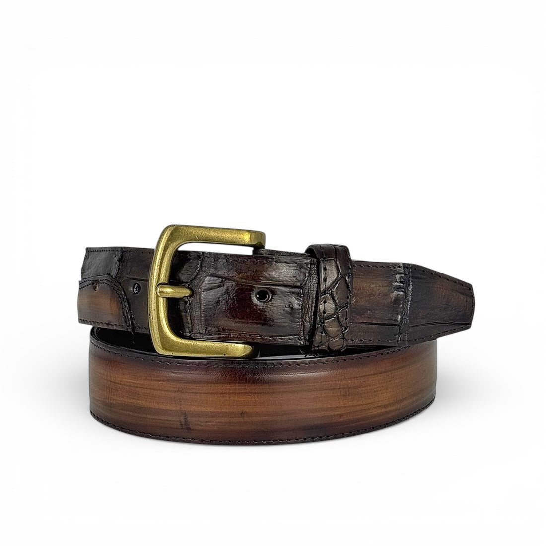 DRESS BELT LEATHER/COCODRILO BROWN