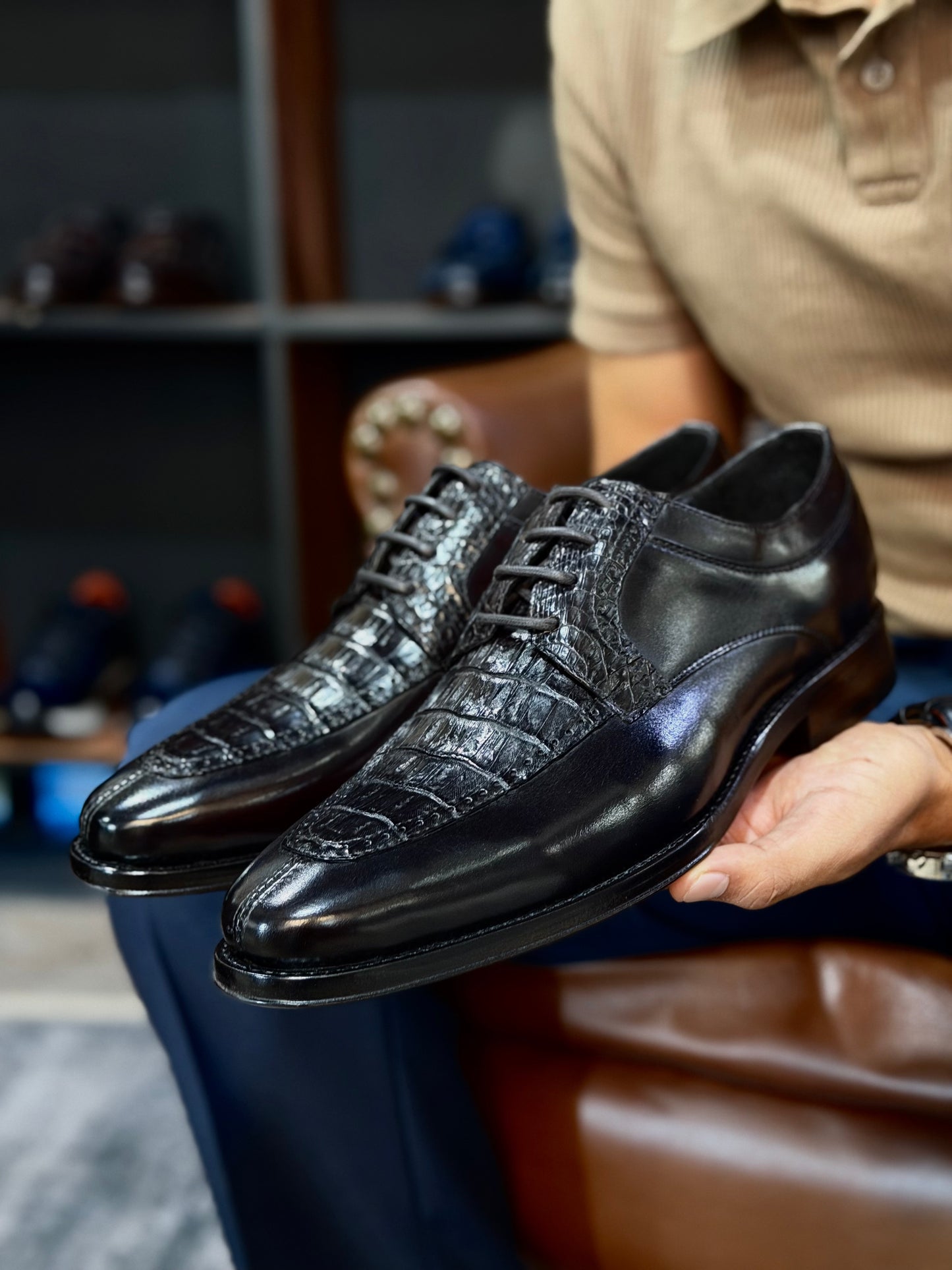 ITALIA W/COCODRILO DARK BROWN