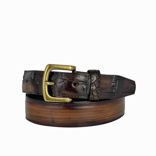 DRESS BELT LEATHER/COCODRILO BROWN
