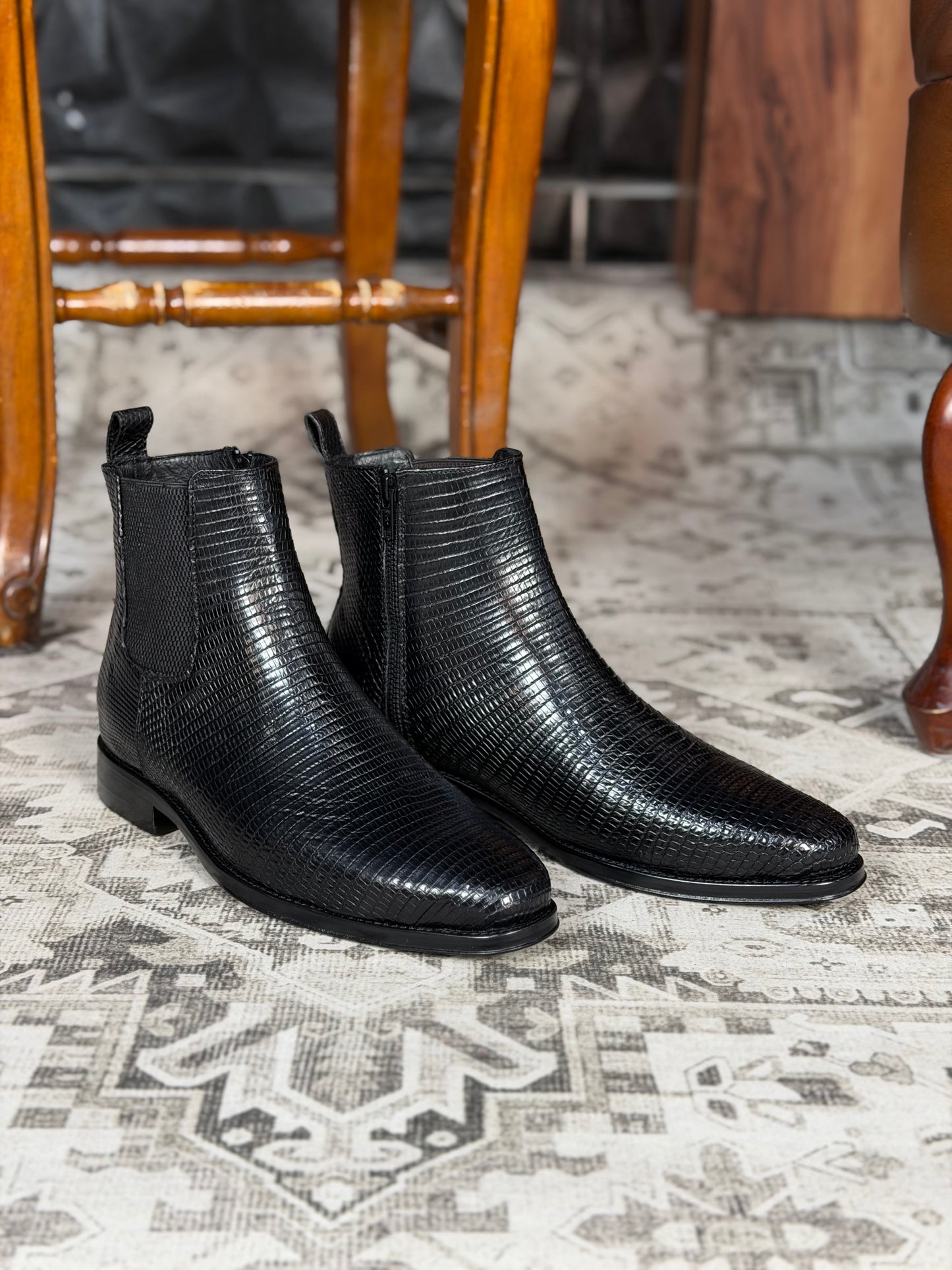 CHELSEA W/CIERRE LIZARD BLACK