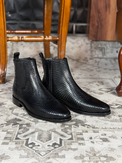 CHELSEA W/CIERRE LIZARD BLACK