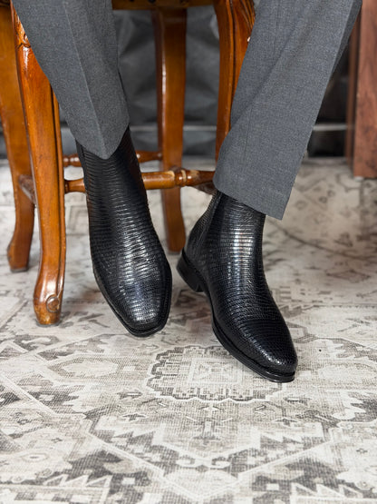 CHELSEA W/CIERRE LIZARD BLACK