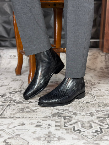 CHELSEA W/CIERRE LIZARD BLACK