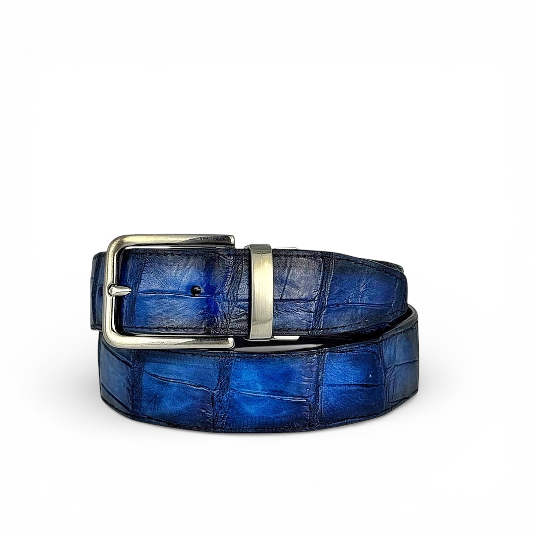 DRESS BELT DOBLE VISTA COCODRILO BLUE/GREY