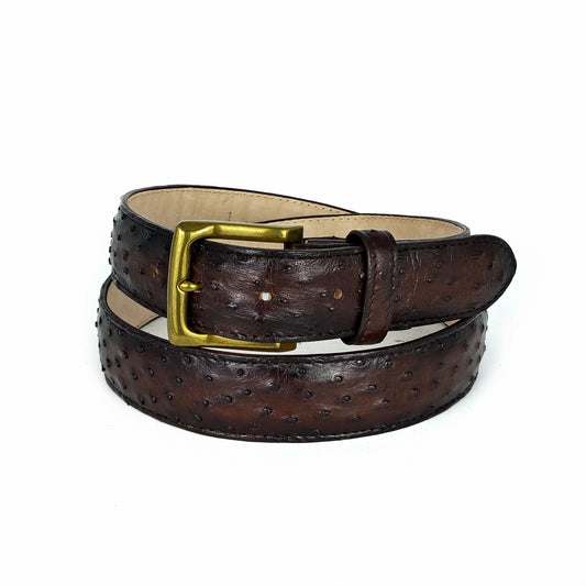 DRESS BELT AVESTRUZ DARK BROWN